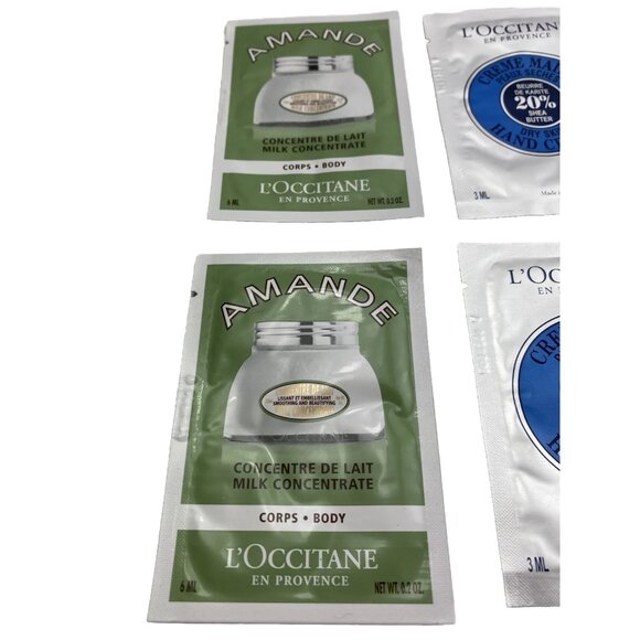 L’Occitane Sample Lot 12pc Eye Balm Shower Oil Hand Cream Milk Concentrate Trave - Picture 2 of 11